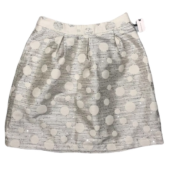 Anthropologie Skirt Jacquard Embellished Mini High Rise A-Line White Metallic 8 - Picture 4 of 15